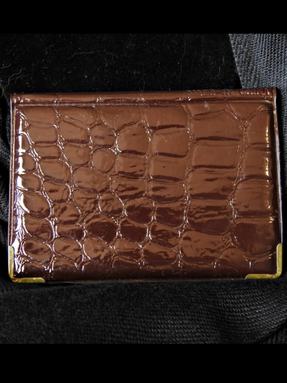 Vintage Buxton Crocodile-pattern Leather Business Card Holder